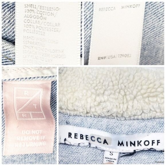 Rebecca Minkoff Stud Detail Clark Denim Jean Jacket light BlueWash Small - Picture 11 of 12